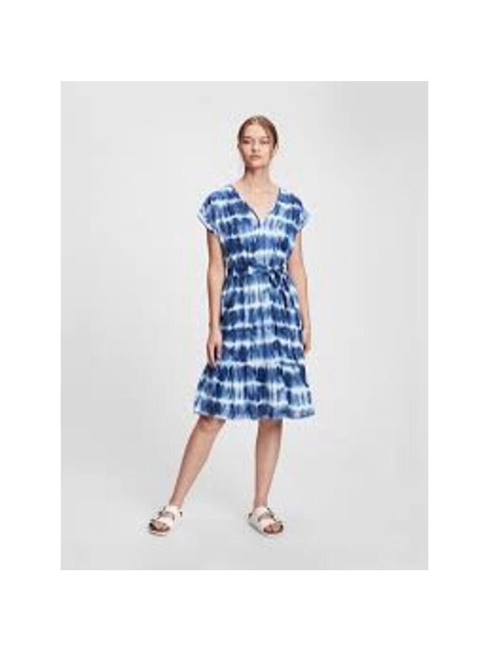 Gap Tie Dye Midi Dress Size L Blue White
